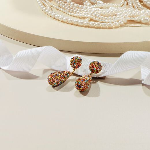 Multicolour beads drop earrings 
